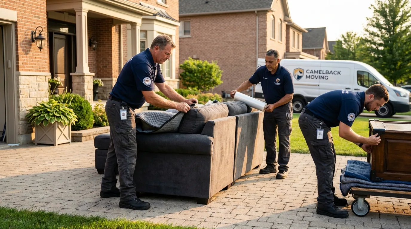 Large estate moving crew wrapping furniture in Keosauqua, IA