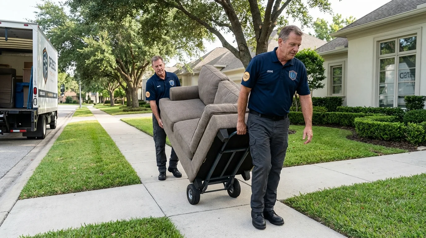 Local residential moving crew loading furniture in Keosauqua, IA