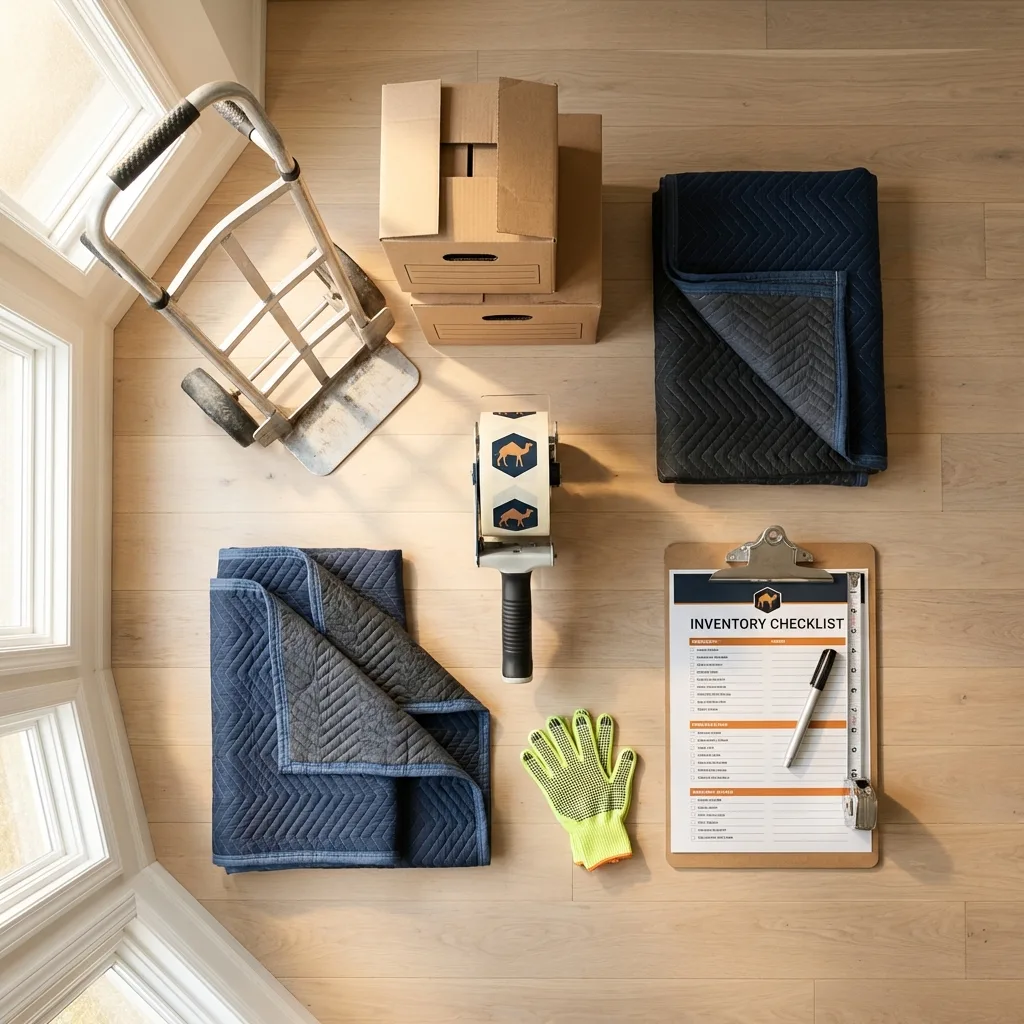 Professional moving supplies and packing materials layout for Keosauqua residential relocations